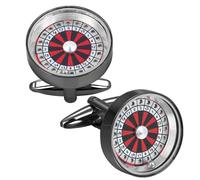 Boutons de manchette en forme de roulette pour homme avec boîte cadeau Noir, normal, Métal, Sans pierre précieuse