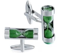 Boutons de manchette en forme de sablier vert pour homme., Métal