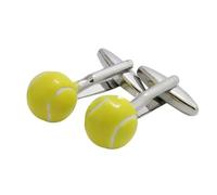 Boutons de manchette en forme de tennis en forme de balle jaune en cuivre pour homme et femme - A, taille unique, Métal, Pas de gemme