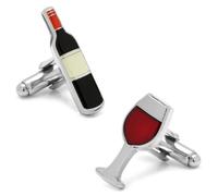 Boutons de manchette en laiton for bouteille de vin, motif vin rouge, idéal for un mariage ou un cadeau de Noël Boutons de manchette