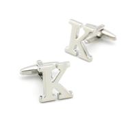 Boutons de manchette en laiton pour homme, 26 motifs de l'alphabet anglais, accessoires pour chemises habillées,Couleur 6,Taille unique