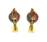 Boutons de manchette en métal doré, cadran noir et rouge