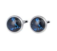Boutons de manchette en pierre spatiale pour homme et femme - Pierre lumineuse - Grande Ourse - Zodiaque - Scorpion - Bélier - Constellation, taille unique, Métal, Pas de gemme