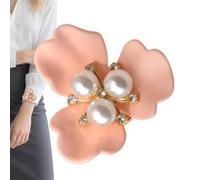 Boutons De Manchette En Strass Perlé - Broche En Forme De Pétale Floral | Rabat Boutonné De Chemise Pour Femme | Matériau Métallique, Conception De Perles À Trois Pétales, Décoration De Chemise De Bou