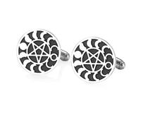 Boutons de manchette étoile à cinq branches et phases de lune, boutons de manchette vintage en acier inoxydable pour chemise homme, accessoires du quotidien, cadeaux d'anniversaire,Argent,4 pièces