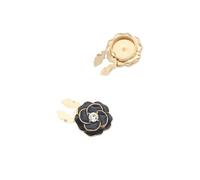 Boutons de Manchette Fashion Camellia Cufflinks DIY Clothing Accessories Casual Business(Black-gold)