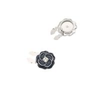 Boutons de Manchette Fashion Camellia Cufflinks DIY Clothing Accessories Casual Business(White-black)