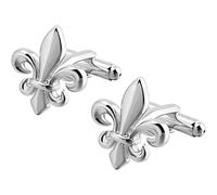 Boutons de Manchette Fleur de Lys | Bouton de Manchette Classique et Elégant | Cadeau Chemise de Mariage pour Homme | Accessoires Hommes Design | Manches Mousquetaire Française Luxe Argenté