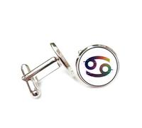 Boutons de manchette, Forme Symbolique, Lignes Dégradées, Style Art De La Faille, Cancers (Douze Signes Du Zodiaque), Boucle De Manchette, Accessoire De Chemise, Cadeau Pour Comptable, Patron, Affai