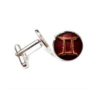 Boutons de manchette, Gémeaux, Feu, Vintage, Unique, Heavy Metal, Porte-Bonheur, Pour Un Ami. Douze Signes Du Zodiaque, Boucle De Manchette Personnalisée, Accessoire De Chemise, Cadeau Pour Un Père
