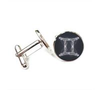 Boutons de manchette, Gémeaux, Symbole Mystérieux D'Intrication Quantique, Porte-Bonheur, Pour Un Ami. Douze Signes Du Zodiaque, Boucles De Manchette Personnalisées, Accessoire De Chemise, Cadeau P