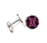 Boutons de manchette, Gemini Digital Science Cyber Neon Porte-Bonheur, Pour Un Ami, Inspiré Des Douze Signes Du Zodiaque, Boucle De Manchette Personnalisée, Accessoire De Chemise, Cadeau Parfait