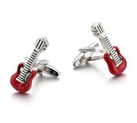 Boutons de manchette guitare punk rock pour hommes, Boutons de manchette pour instruments de musique, Boutons de manchette de smoking guitare électrique rouge, Boutons de manchette français ancien
