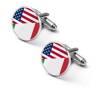 Boutons de manchette humoristiques imprimés avec les drapeaux des États-Unis et de l'Italie pour hommes et femmes | Accessoires de chemise pour affaires et mariages (lot de 2)