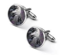Boutons de manchette humoristiques « Trois Corbeaux et Lune » imprimés pour hommes et femmes | Accessoires de chemise pour affaires et mariages (lot de 2)