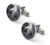 Boutons de manchette humoristiques « Trois Corbeaux et Lune » imprimés pour hommes et femmes | Accessoires de chemise pour affaires et mariages (lot de 2)
