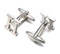 Boutons de manchette Lettres H Boutons de manchette pour hommes avec boîte à boutons de manchette Boutons de manchette de chemise de mariage en métal couleur or / argent, boutons de manchette boutons de manchette (couleur: or) (Or A)