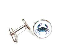 Boutons de manchette, Motif Crabe, Lignes Dégradées, Style Art De La Faille, Cancer (Les Douze Signes Du Zodiaque), Boucle De Manchette, Accessoire De Chemise, Cadeau Pour Comptable, Patron, Affaire