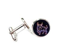 Boutons de manchette, Motif Totem De Bétail, Style Cyber Néon, Signe Du Zodiaque Taureau, Boucle De Manchette Porte-Bonheur Personnalisée, Accessoire De Chemise, Pour Comptable, Patron, Homme D'Aff
