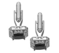 Boutons de Manchette Noirs avec Cristaux en Cuivre Ronds pour Chemises | Style Moderne et Élégant, Fixation Facile, pour Entretiens D'embauche et Mariage, Noir