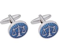Boutons de manchette Office OL Lawyer Scales of Justice Attorney Law Legal Legal en émail bleu Logo de la cour Balance in Sunshine, 17*17mm, Métal