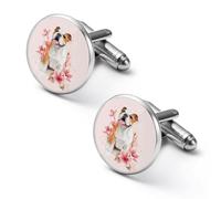 Boutons de manchette personnalisés avec aquarelle représentant un bouledogue anglais, pince à cravate vintage, cadeau de mariage pour père, grand-père ou papa.