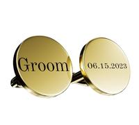 Boutons de manchette personnalisés en métal gravés - Noms, dates, messages - Cadeau parfait pour homme, mariage, anniversaire, style professionnel, taille unique, Acier inoxydable
