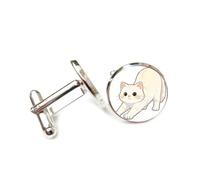 Boutons de manchette, Petit Chat Mignon À Fourrure Jaune Clair, Prêt À Sauter, Boucle De Manchette Personnalisée, Accessoire De Chemise Scintillant, Cadeau Pour Comptable, Patron, Mariage, Bal De
