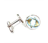 Boutons de manchette, Poissons, Symbole De Feu, Plaqué Or, Métal Lourd, Cadeau Porte-Bonheur Pour Un Ami, Signe Du Zodiaque Poissons (Douze Signes), Boucle De Manchette Personnalisée, Accessoire De