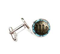 Boutons De Manchette Porte-Bonheur En Relief, Motif Métal Texturé Vierge, Idéal Comme CadeauPour Un Ami Ou Une Amie. Inspiré Des Douze Signes Du Zodiaque Vierge, Ce Boutons De Manchette Porte-Bon