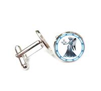 Boutons De Manchette Porte-Bonheur Haut De Gamme En Relief, Représentant Un Ange Vierge, Idéal Comme CadeauPour Un Ami Ou Un Proche. Inspiré Des Douze Signes Du Zodiaque De La Vierge, Ce Boutons D