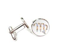 Boutons De Manchette Porte-Bonheur Personnalisé, Accessoire De Mode Inspiré Du Symbole De La Vierge : Éclair, Cristal De Glace. Idéal Comme CadeauPour Une Amie, Un Comptable, Un Patron, Un Profe