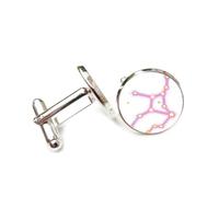 Boutons De Manchette Porte-Bonheur Personnalisé Avec Boucle De Manchette, Motif Étoile Totem Simple De Style Dessin Animé, Design Cyber Néon Artistique, Vierge (Douze Signes Du Zodiaque), Accessoi
