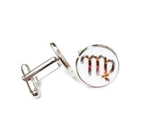 Boutons De Manchette Porte-Bonheur Personnalisé Avec Boucle De Manchette, Symbole De La Vierge, Orné D'Étoiles, D'Éclairs Et De Cristaux De Glace. Pour Un(E) Ami(E), Inspiré Des Douze Signes Du Z