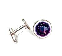 Boutons De Manchette Porte-Bonheur Personnalisé Avec Le Symbole De La Vierge, Style Cyber Néon Artistique, Douze Signes Du Zodiaque, Accessoire De Chemise Idéal Pour Comptable, Patron, Homme D'Affa