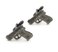 Boutons de manchette pour homme avec titre de mariage en forme de pistolet, About as photo show, Acier inoxydable, N'ont pas