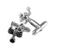 Boutons de manchette pour homme - Boutons de manchette avec gravure argentée - Boutons de manchette Scorpion - Cadeau, No Gemstone