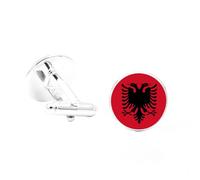 Boutons De Manchette pour Homme,Boutons De Manchette De La République D'Albanie pour Homme - Drapeau Albanais pour Chemise De Smoking,Accessoires De Chemise,Bijou Unique,Nouveauté,Bijoux D'Aff