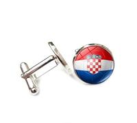 Boutons de manchette pour homme, cadeau d'affaires, motif drapeau de la Coupe du monde de Croatie, boutons de manchette pour homme, smoking, boutons de manchette classiques, boutons de manchette de