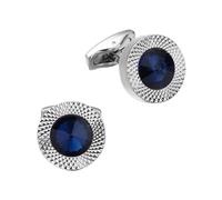 Boutons de Manchette pour Homme, Cristal Zircon Bouton de Manchette, Bleu Ronde Bouton de Manchette Homme pour Mariage Business Commercial Fête des Pères