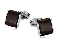 Boutons de manchette pour homme en acier inoxydable marron foncé - Carrés classiques - Accessoires de smoking - Cadeau idéal pour un marié d'affaires ou un père, Acier inoxydable, Pas de gemme