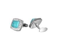 Boutons de manchette pour homme en pierre précieuse avec aigue-marine diamant, taille unique, Métal, Pas de gemme