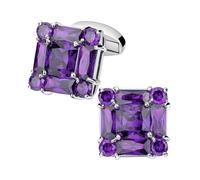 Boutons de manchette pour homme en zircon taillé avec précision, design à facettes, coffret cadeau pour marié,Violet foncé,Taille unique