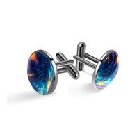 Boutons de manchette pour homme, enfant tenant des ballons debout dans une tempête fantaisie, boutons de manchette pour homme, boutons de manchette classiques noirs pour costume, chemise, mariage