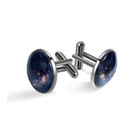 Boutons de manchette pour homme, galaxie avec étoiles et poussière spatiale dans l'univers, boutons de manchette classiques noirs pour costume, chemise, mariage, affaires, cadeau d'anniversaire