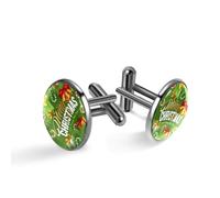 Boutons de manchette pour homme, joyeux Noël et bonne année, fond vert, boutons de manchette classiques noirs pour costume, chemise, mariage, affaires, cadeau d'anniversaire
