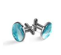 Boutons de manchette pour homme, motif abstrait de l'océan tourbillons de marbre bleu doré pour homme, boutons de manchette classiques noirs pour costume, chemise, mariage, affaires, cadeau