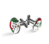 Boutons de manchette pour homme, motif chien joyeux Noël avec chapeau rouge, vert et blanc, boutons de manchette classiques noirs pour costume, chemise, mariage, affaires, cadeau d'anniversaire