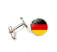 Boutons de manchette pour homme, motif drapeau national de l'Allemagne, accessoires de chemise, bijoux, boutons de manchette ronds pour père, mari, petit ami, cadeau d'affaires, taille unique, Acier