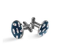 Boutons de manchette pour homme, motif ours polaire mignon dessin animé de Noël, boutons de manchette classiques noirs pour costume, chemise, mariage, affaires, cadeau d'anniversaire